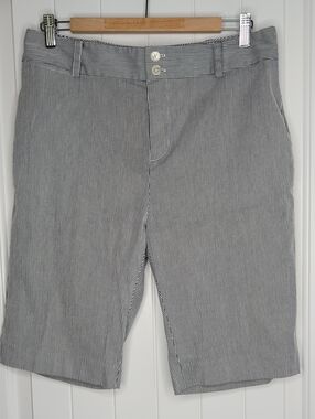 Lauren Ralph Lauren Blue & White Pinstripe Flat-Front Shorts Women's 10P Petite